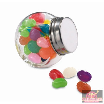 Afbeelding van relatiegeschenk:Glazen pot gevuld met snoepjes