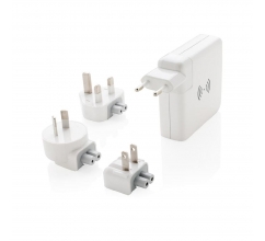 Reisadapter met 5W draadloze powerbank bedrukken