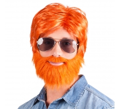 St. Pruik Dude oranje met baard bedrukken