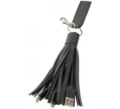 Tassel 3-in-1 stoffen oplaadkabel met sleutelhanger bedrukken