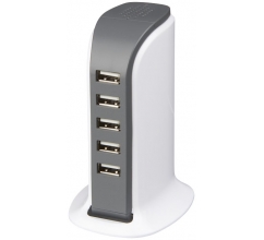 Tower bureau AC adapter met 5 USB poorten bedrukken