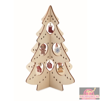 Afbeelding van relatiegeschenk:Houten kerstboom decoratie