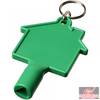 Afbeelding van relatiegeschenk:Maximilian huisvormige meterbox-sleutel met sleutelhanger