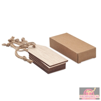 Afbeelding van relatiegeschenk:Set van 6 houten geschenklabels