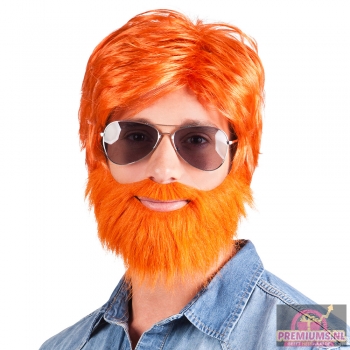 Afbeelding van relatiegeschenk:St. Pruik Dude oranje met baard